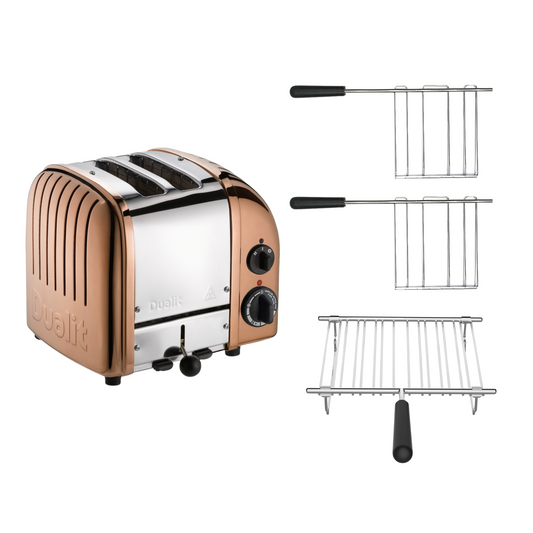 Dualit Toaster Paket 3, 2er Toaster mit Brötchenaufsatz und zwei Sandwichzangen