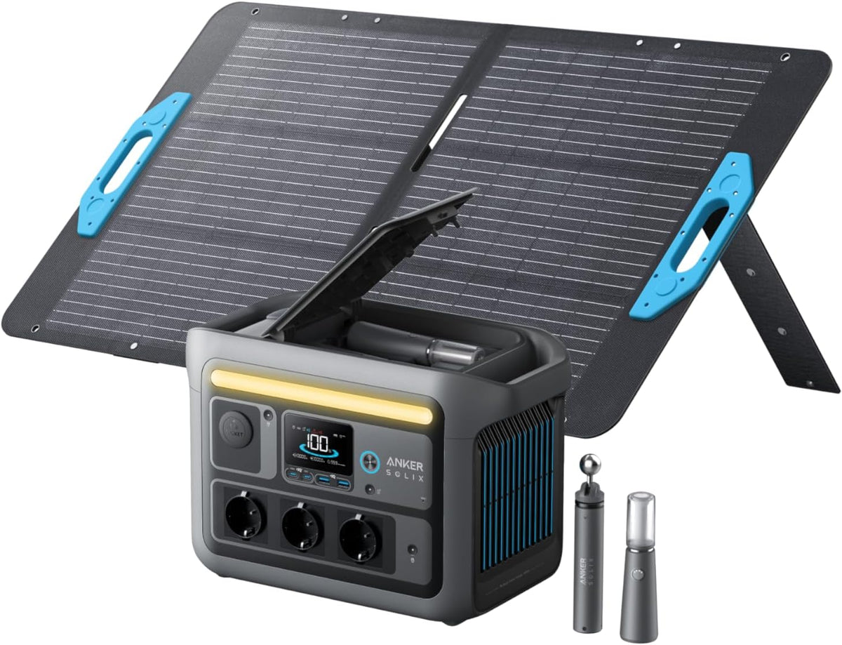 Anker SOLIX C800 Plus Tragbare Powerstation mit 100W Solarpanel, 1200W (1600W Spitzenleistung) Solargenerator für Campingbeleuchtung, 768Wh LiFePO4 Akkus für Camping, Wohmobil, Reisen, Stromausfall