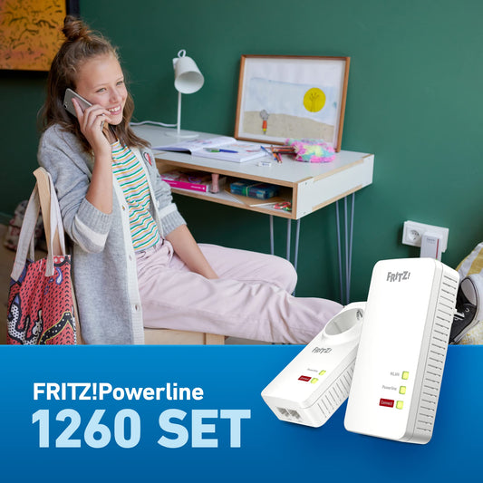 FRITZ!Powerline 1260/1220 Set – WLAN & 1.200 MBit/s für Streaming & NAS