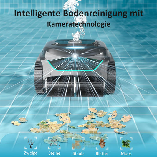 WYBOT C2 Vision AI Kabelloser Poolroboter, Akku, Boden & Wand, Zweischicht-Filter, starke Absaugung, bis 180㎡