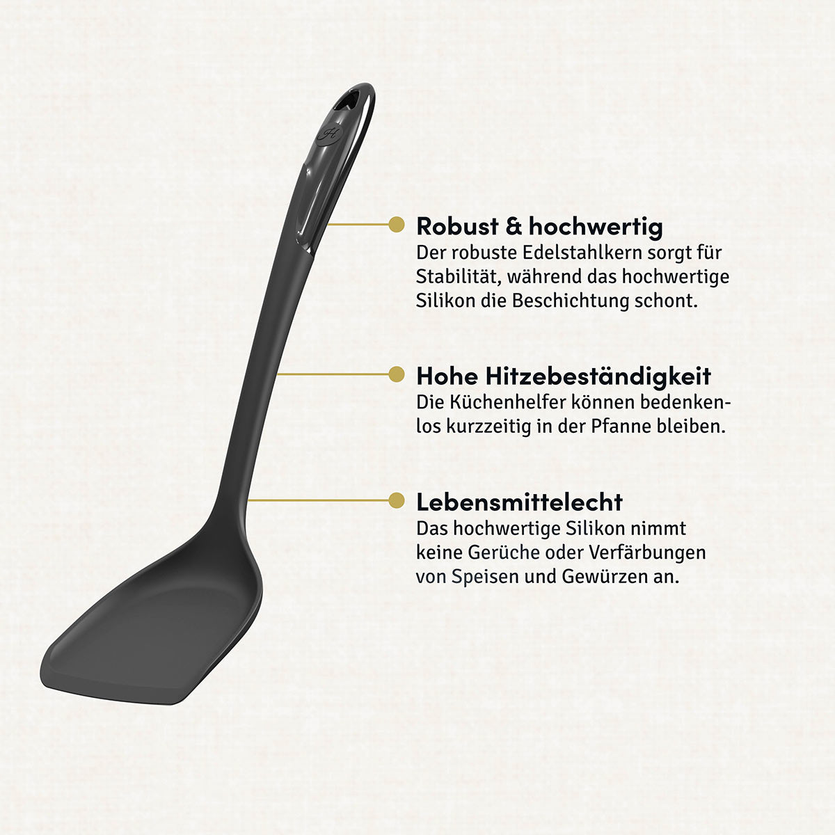 Pfannenschaufel mit robusten Edelstahlkern