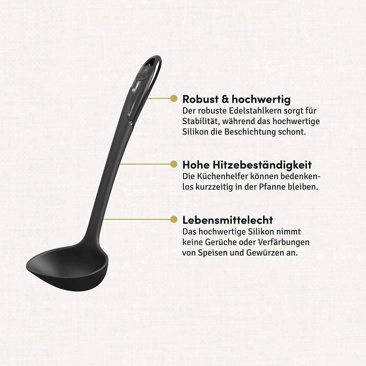 Schöpfkelle mit robustem Edelstahlkern