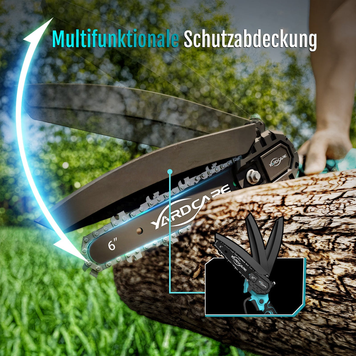 YARDCARE 6" bürstenlose Akku-Kettensäge