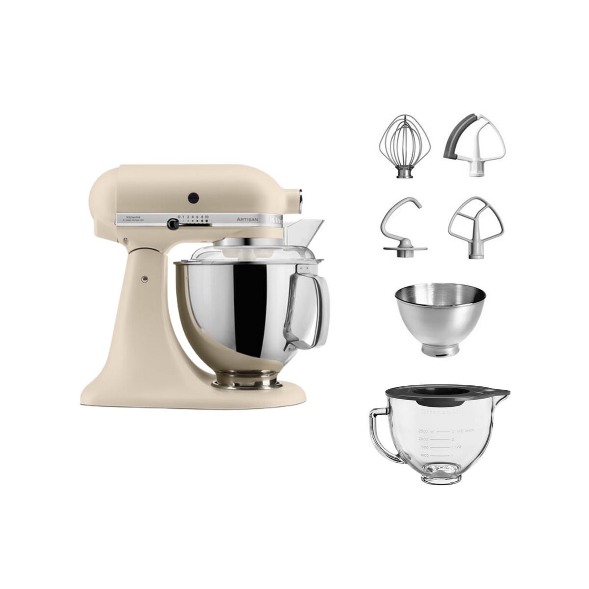 KitchenAid 4,8 L 5KSM175 Artisan Küchenmaschine Glasset mit Glasschüssel