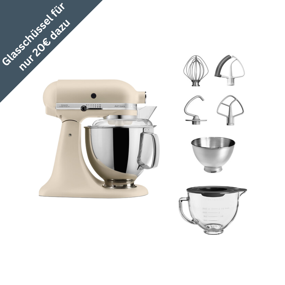 KitchenAid 4,8 L 5KSM175 Artisan Küchenmaschine Glasset mit Glasschüssel