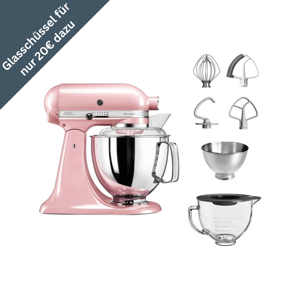 KitchenAid 4,8 L 5KSM175 Artisan Küchenmaschine Glasset mit Glasschüssel