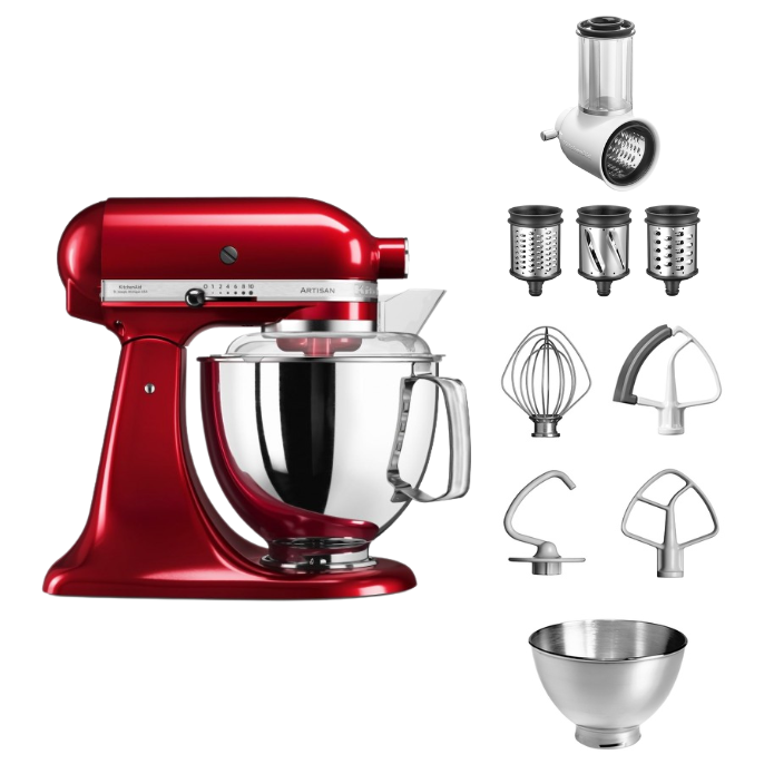 KitchenAid 4,8 L 5KSM175 Artisan Küchenmaschine Beginnerset mit Gemüseschneider