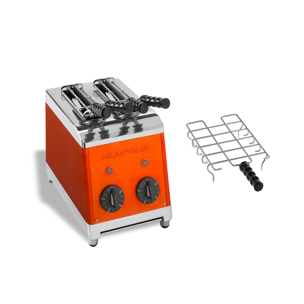 Milantoast 2-er Toaster mit Zangen mit Brötchenaufsatz