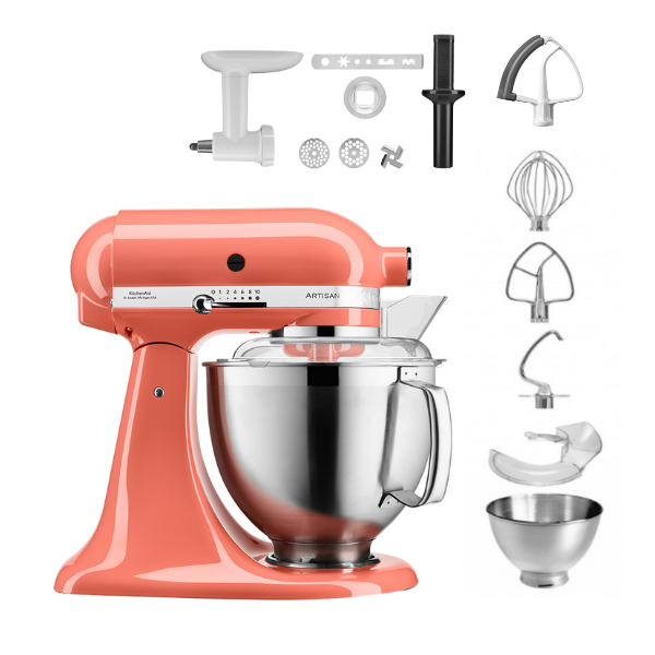 KitchenAid 4,8 L 5KSM185 Artisan Küchenmaschine Cookielover Artisan Fleischwolf+Spritzgebäck+Flexirührer