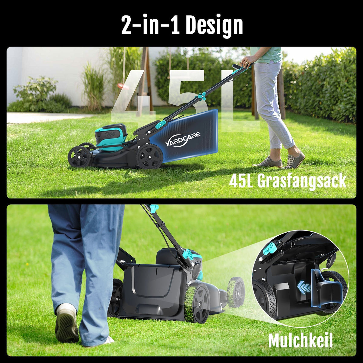 YARDCARE 16" bürstenloser Akku-Rasenmäher