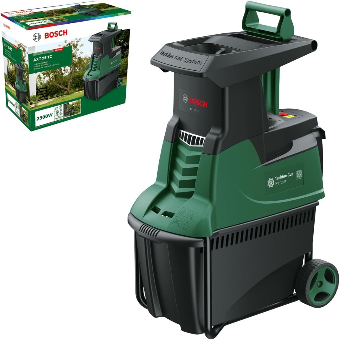 Bosch Turbinenhäcksler AXT 25 TC (2.500 W; geeignet für Holz und harte Gartenabfälle; integrierte Fangbox 53 l; in Karton)