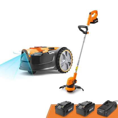 LawnMaster VBRM18AMID4R mähroboter ohne begrenzungskabel für bis zu 800㎡ 4ah Batterie Optische Navigation, Hindernisvermeidung, Automatische Ladestation, Verbotene-Zone-Funktion, WiFi & Bluetooth APP