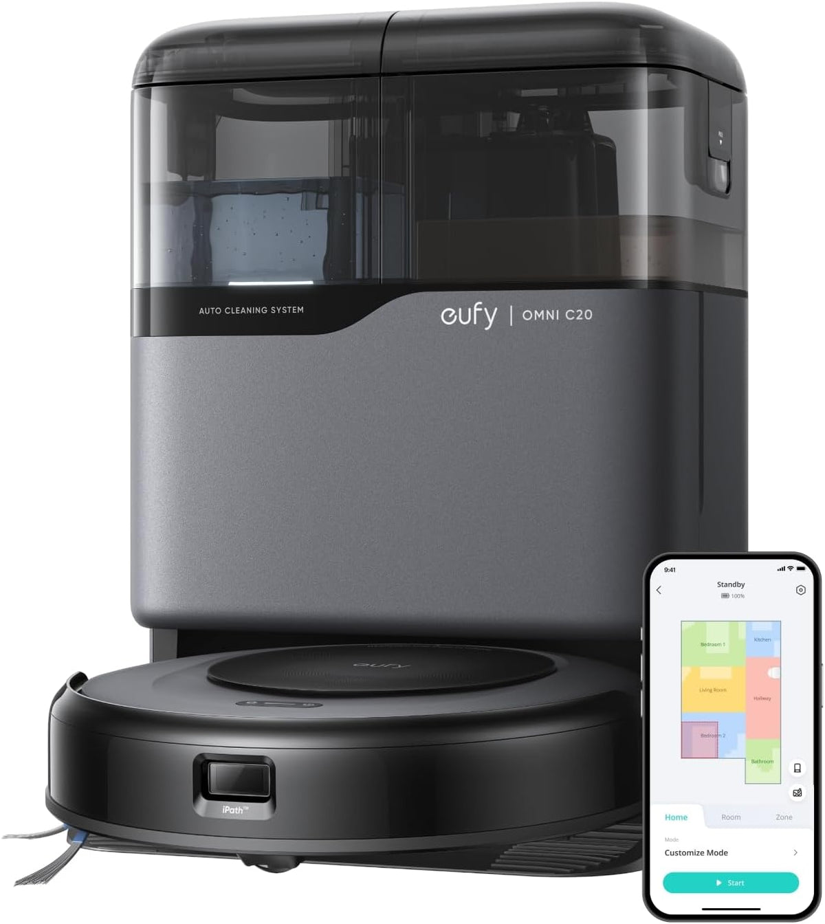 Eufy Omni C20, 7.000Pa, All-in-One-Station, Auto-Entleerung & -Reinigung, 8,5 cm, mit Wischfunktion