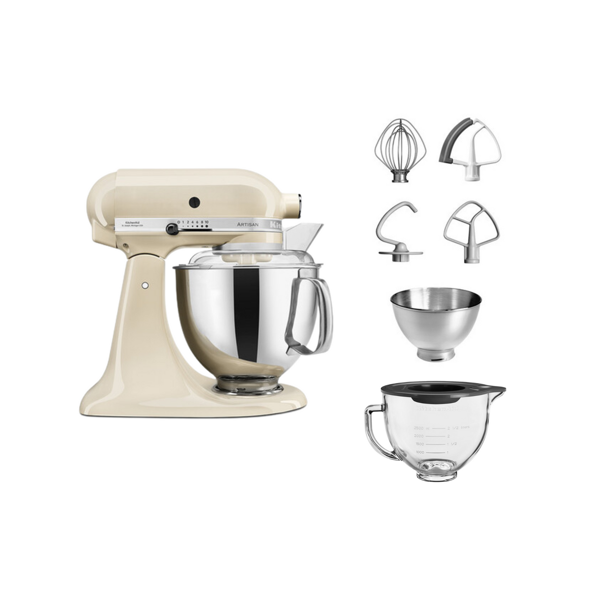 KitchenAid 4,8 L 5KSM175 Artisan Küchenmaschine Glasset mit Glasschüssel