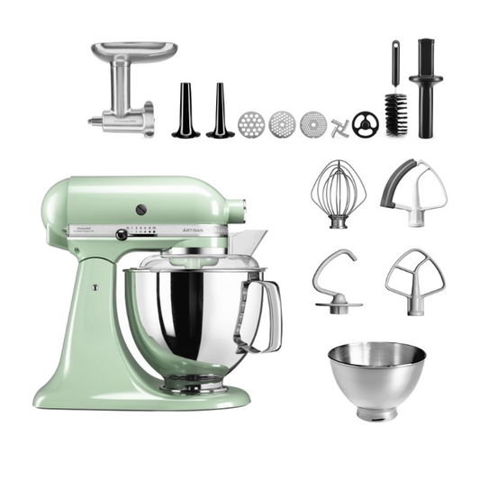 KitchenAid 4,8 L 5KSM175 Artisan Küchenmaschine Meatlover mit Ganzmetall- Fleischwolf