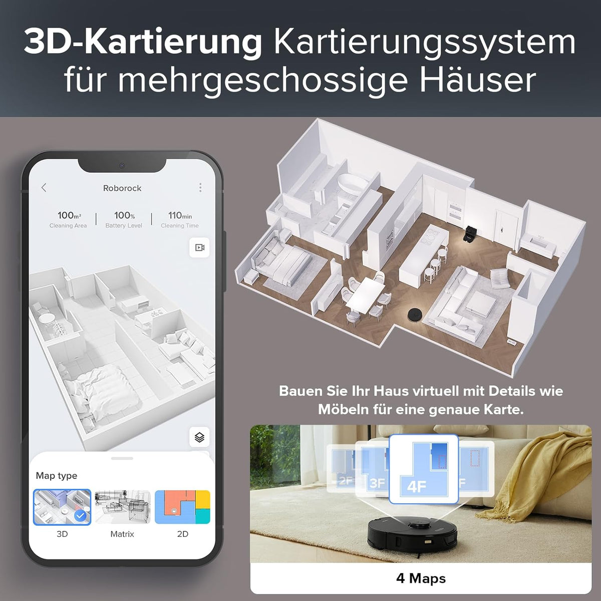 Roborock S7 Max Ultra, 5500 Pa, Selbstreinigung & App-Steuerung