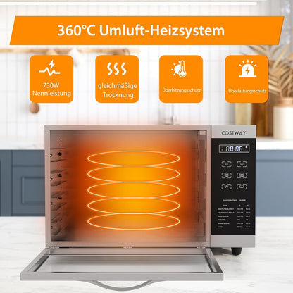 COSTWAY Dehydrator with 8 Grid Trays, 620W Dehydrator 30-70°C Temperature Control & 24H Timer, Overheating & Overload Protection, Food Dryer for Fruit, Meat, Vegetables