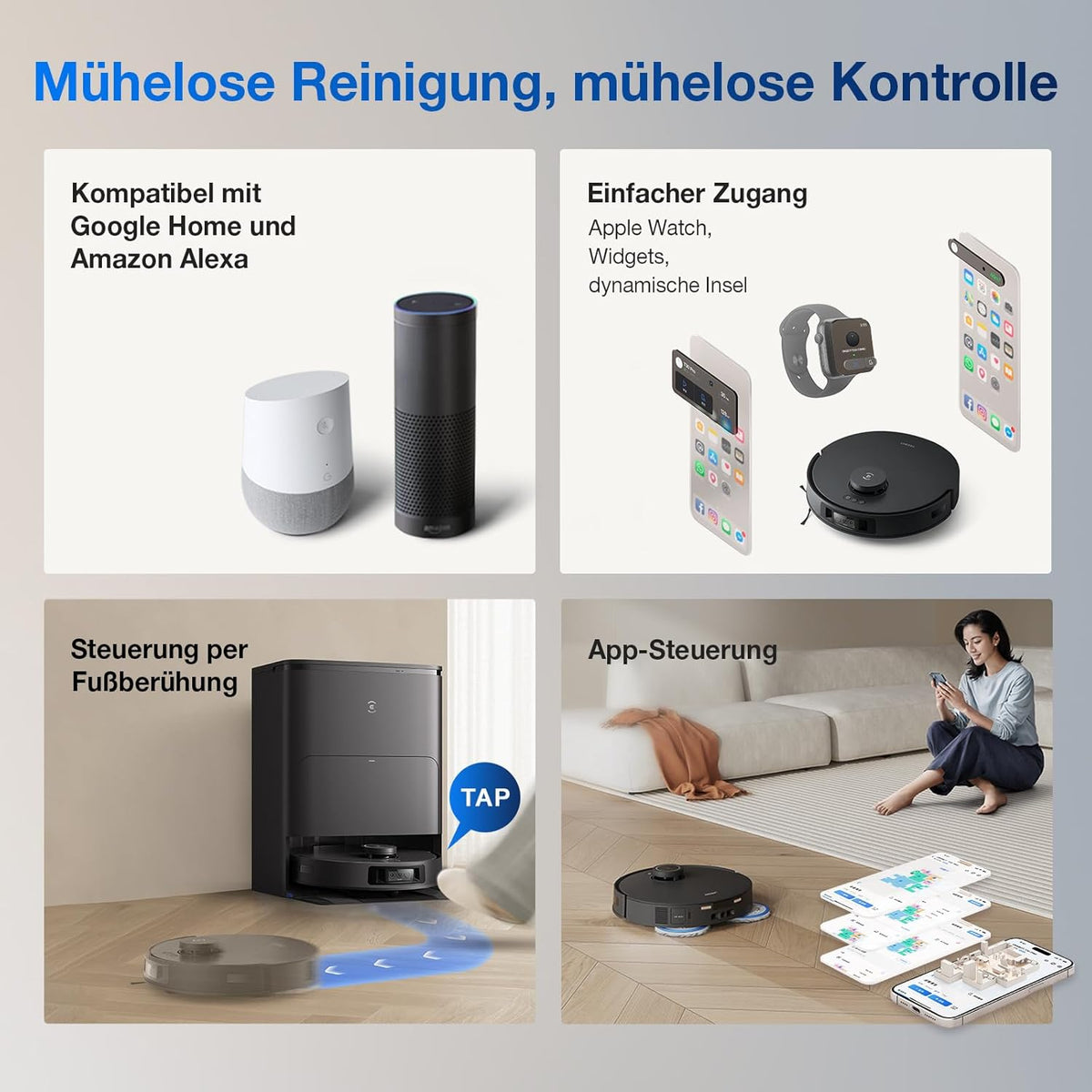 Deebot T30S Pro, 11,000Pa, Heißwasser-Wischung, ZeroTangle, TruEdge™, KI-Navigation