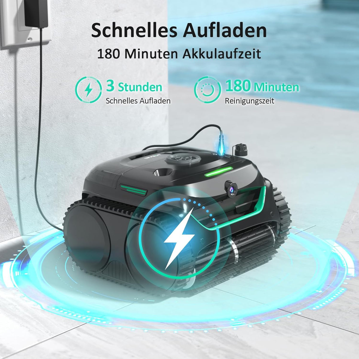 WYBOT C2 Vision AI Kabelloser Poolroboter, Akku, Boden & Wand, Zweischicht-Filter, starke Absaugung, bis 180㎡
