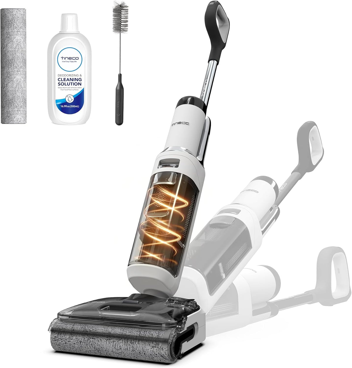 Tineco Floor One Stretch S6 Wet/Dry Vacuum Cleaner, 180° Flat Design Suction Mop 13 cm Lying Height, 70°C 5min FlashDry Self-Cleaning, 3-Sided Edge Cleaning, 40 Minutes Running Time Cleaning Under