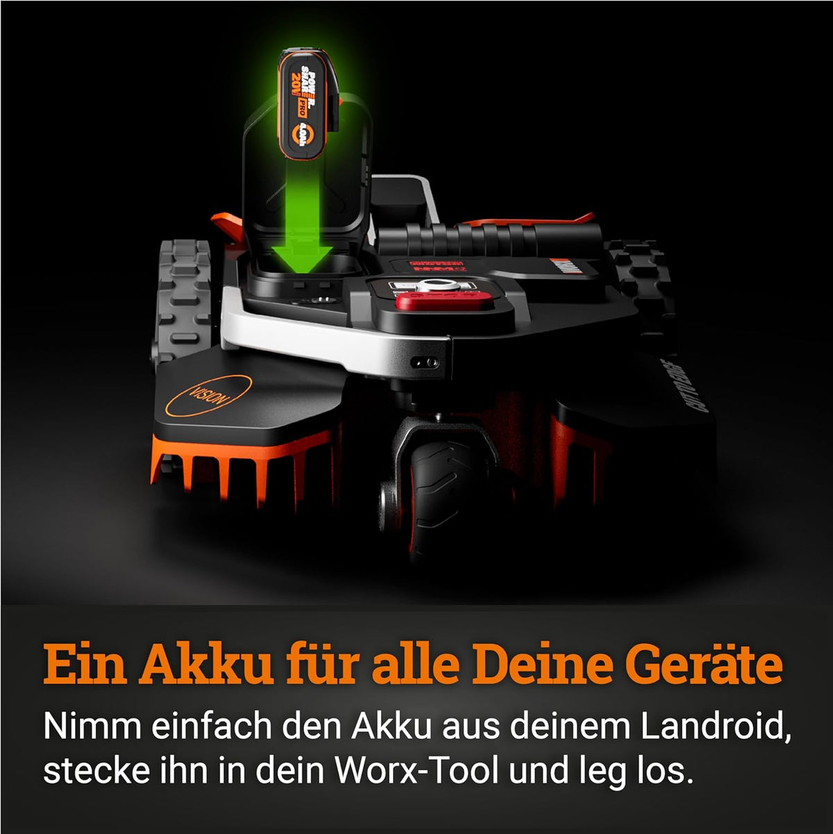 WORX Vision L1600 Mähroboter 1600 m² ohne Kabel, KI & Igelschutz