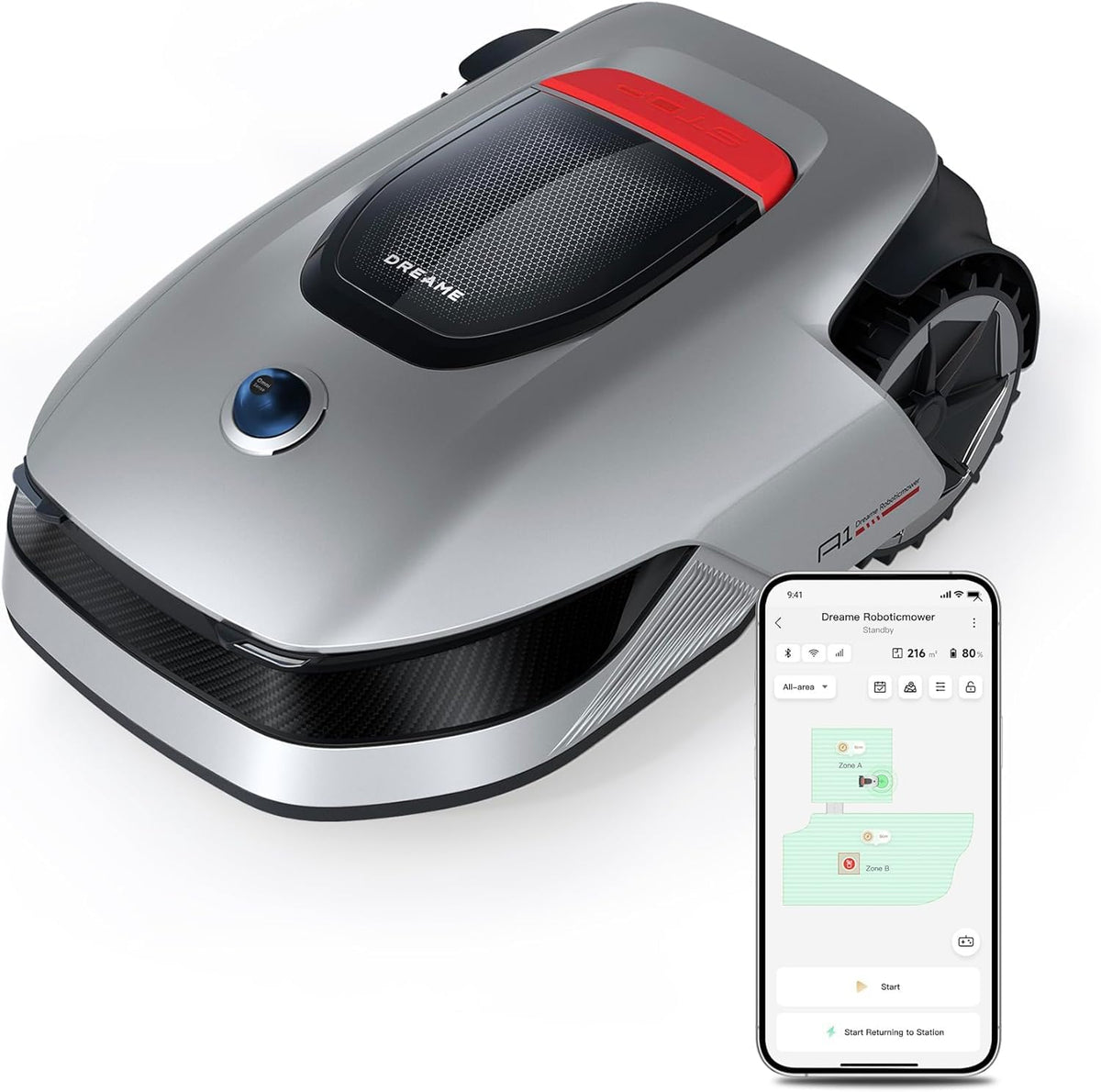 DREAME Mähroboter A2, Auto-Begrenzungseinrichtung,3000 m²,Dual-Fusion-Kartierung, OmniSense-2.0-Hindernisvermeidung, EdgeMaste-Schneidsystem, Leiser Nabenmotor, Steigung bis 26,5°, Smart-App-Steuerung