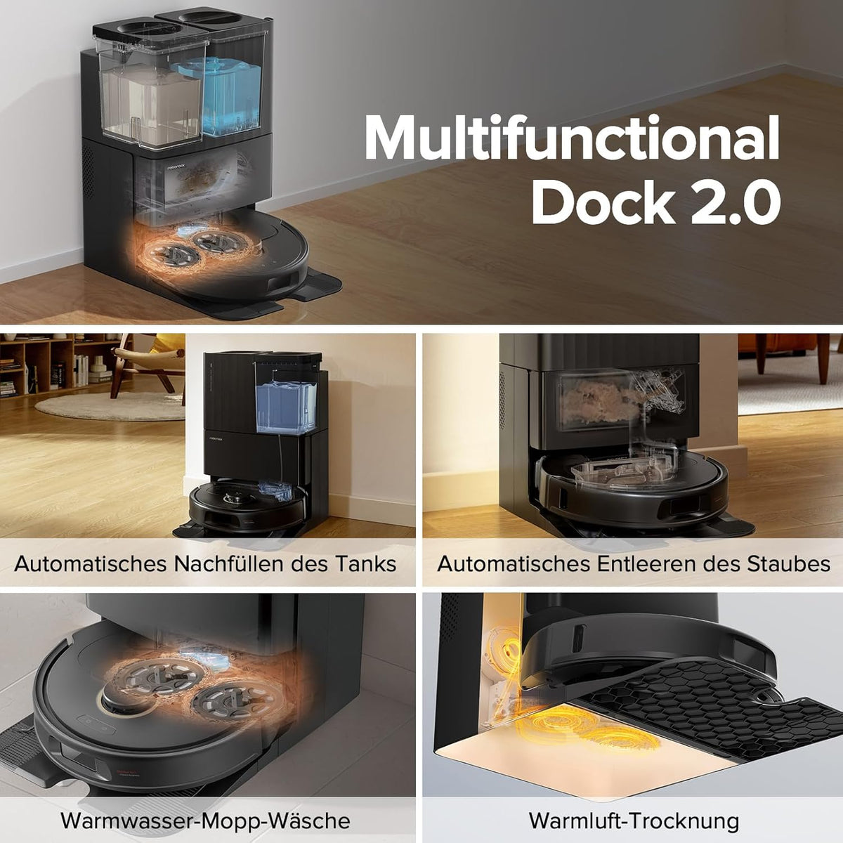 Roborock Qrevo Pro Set, 7000 Pa, FlexiArm™, 60 °C Moppreinigung