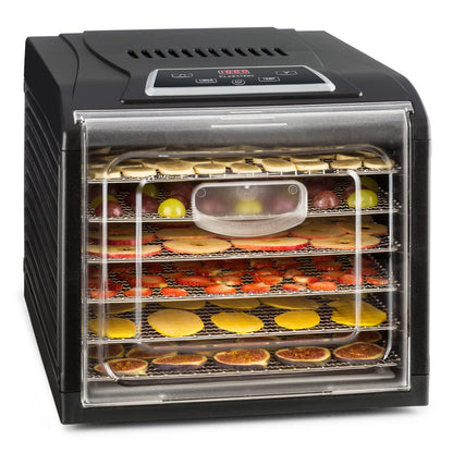 Klarstein Dörrautomat, Dörrgerät, Food Dehydrator, Dörrautomat aus Metall, Dehydrator Food Dryer, 9 Ablagen, 700 Watt, Touch-Display, Timer, Edelstahlheizelement, HotAir Circulation System, Schwarz