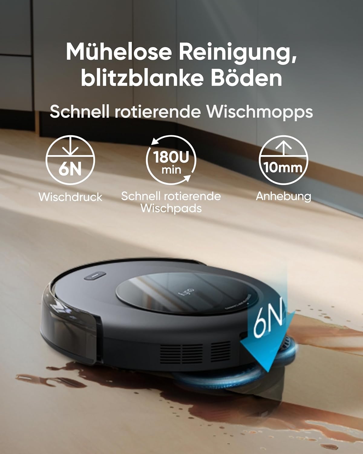 Eufy Omni C20, 7.000Pa, All-in-One-Station, Auto-Entleerung & -Reinigung, 8,5 cm, mit Wischfunktion