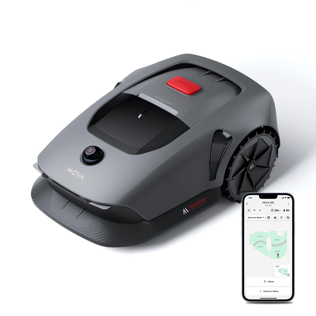 MOVA 600 Kit, Rasenmäher Roboter mit 81x Ersatzmesser,3D-LiDAR kabellose Einrichtung & genaue Kartierung bis 600 m², Smarte Hindernisvermeidung, App-Steuerung, U-förmiges Schneiden