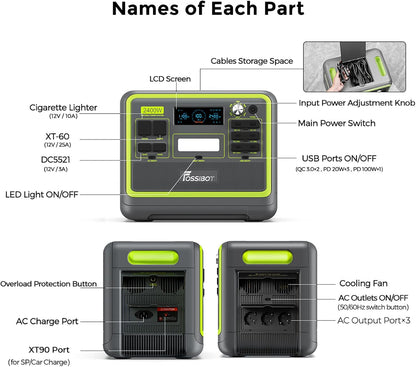 FOSSiBOT F2400 Powerstation 2048Wh, 2400W (4800W Peak), 3 AC Ausgänge