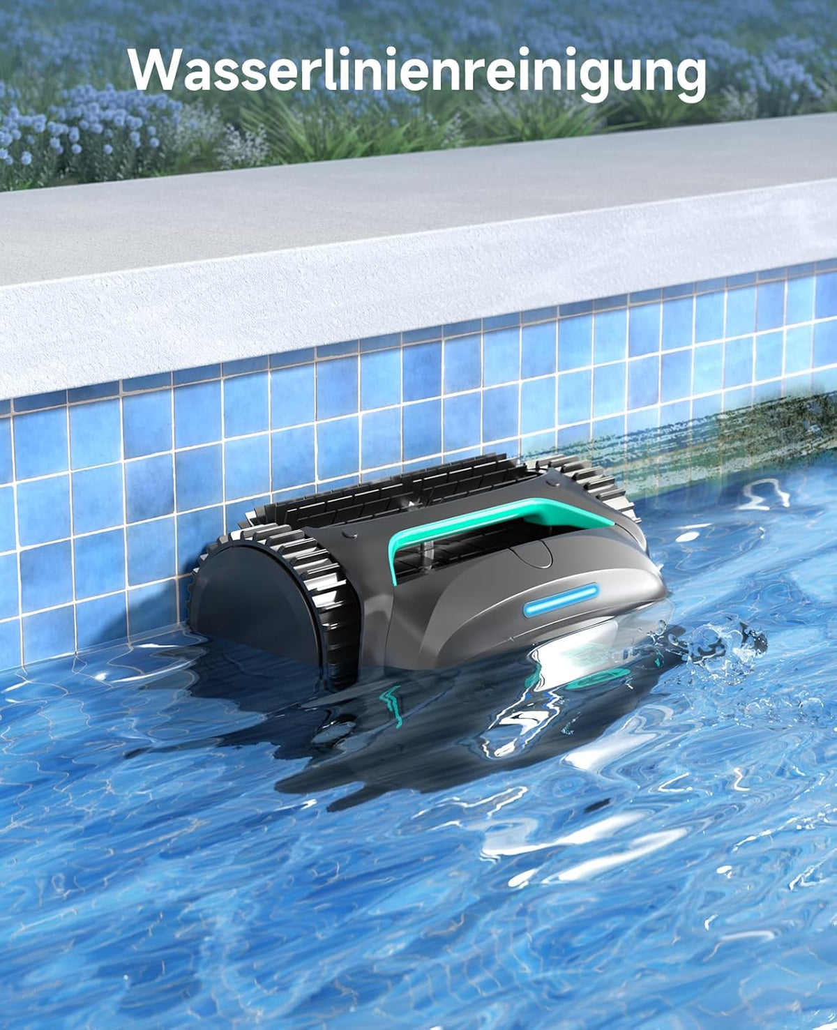 WYBOT C2 Poolroboter Akku, Boden & Wand, bis 150㎡, Doppelfilter, 3 Motoren, Wandkletter, 183 Min, App, Schwarz-Grün B