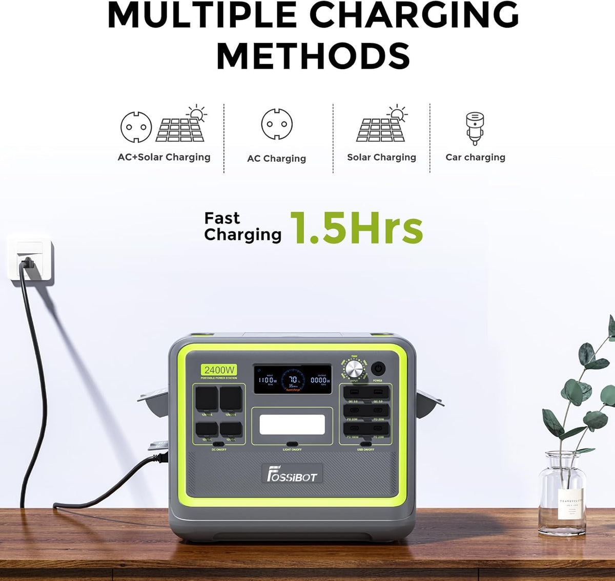 FOSSiBOT F2400 Powerstation 2048Wh, 2400W (4800W Peak), 3 AC Ausgänge