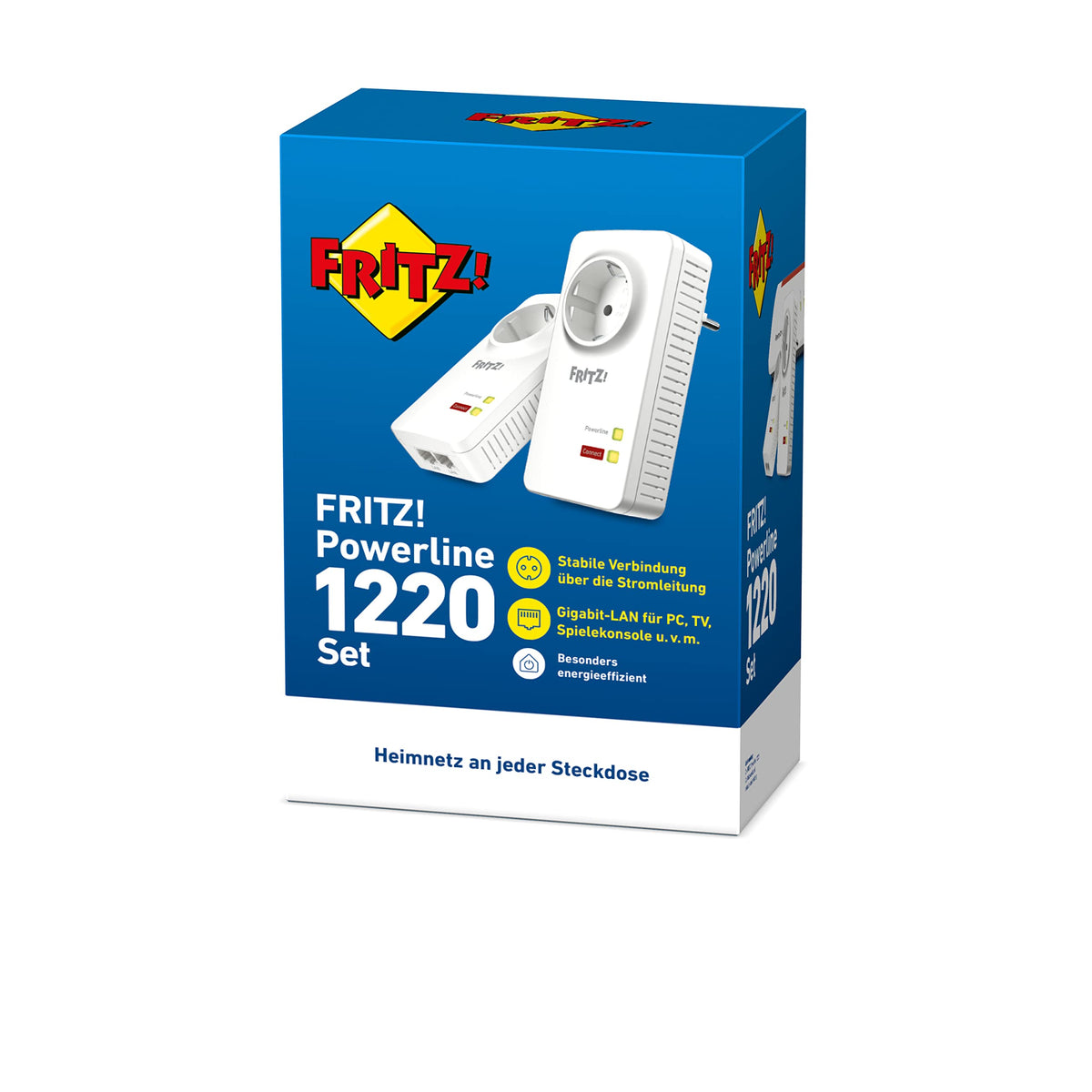 FRITZ!Powerline 1220 Set – 1.200 MBit/s mit 2x Gigabit-LAN pro Adapter