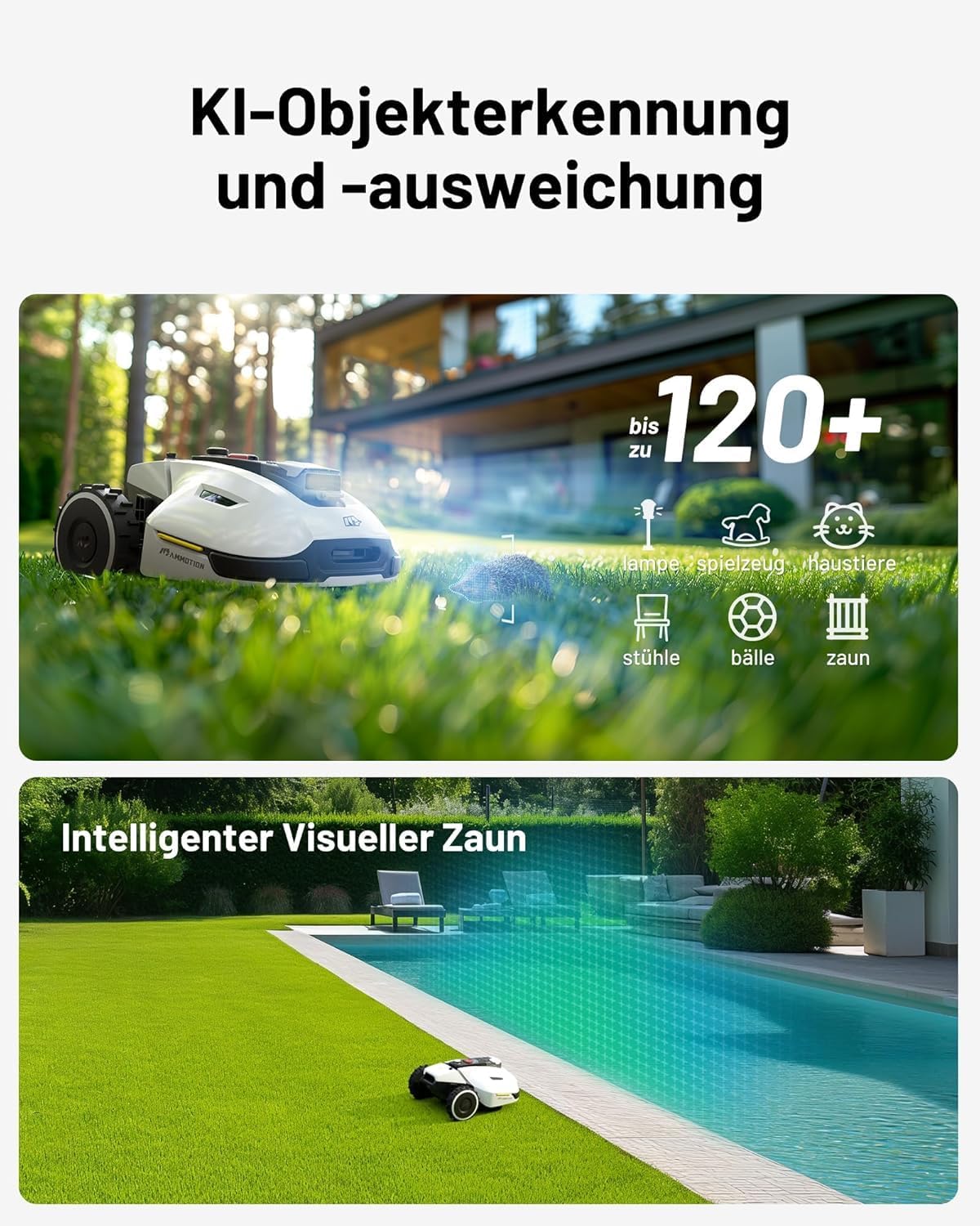 MAMMOTION YUKA 2000, 2000m², Ohne Kabel, NetRTK+Vision, 4G, 50% Steigung