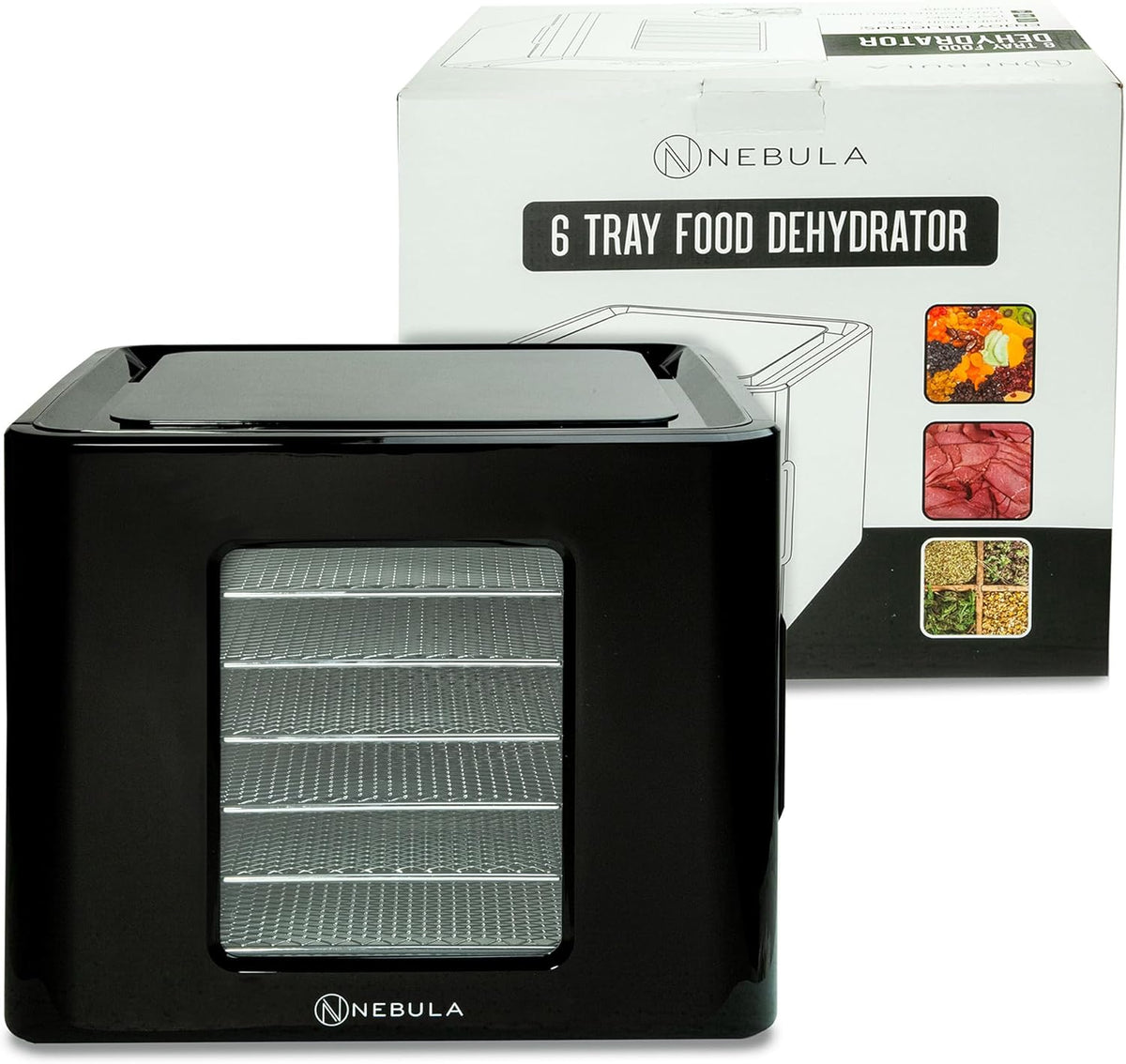 Nebula Lebensmittel Dörrgerät Mit 6 Edelstahlschalen | LED-Touch-Control-Design, Einstellbare Digitale Temperatur 35-70 °C & 48-Stunden-Timer | 400W | Dörrgerät Für Obst, Gemüse, Fleisch Und Mehr