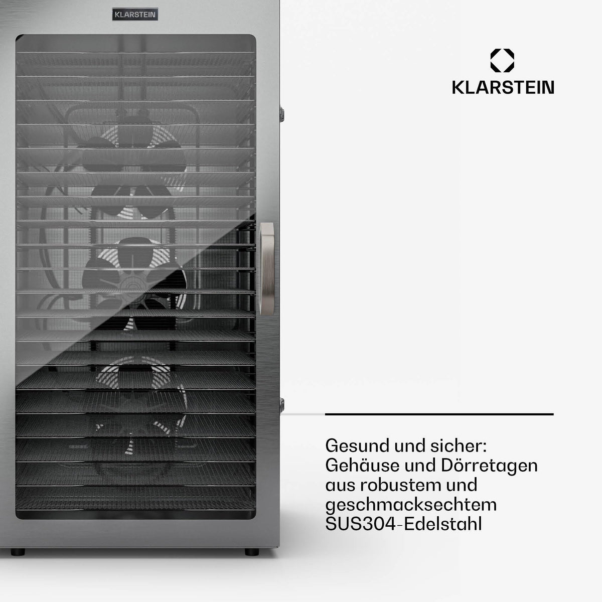 Klarstein Dörrgerät, Dörrautomat für Gemüse, Obst, Pilze & Fleisch, 1500W Edelstahl-Dörrautomat, Trockenautomat mit 16 Metallgitter, Dörrgerät mit 24H Timer & Touch-Display, Food Dehydrator