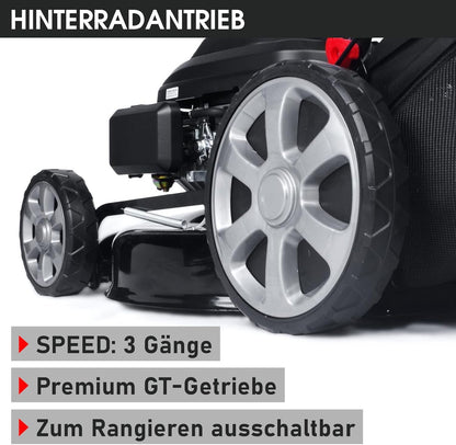 BRAST® Benzin Rasenmäher mit Antrieb | 5,2kW (7PS) | 55cm Schnittbreite | viele Modelle | TÜV | 30-80mm Schnitthöhe | 60L Fangkorb | 4 Takt OHV Motor | Stahlgehäuse | Speed