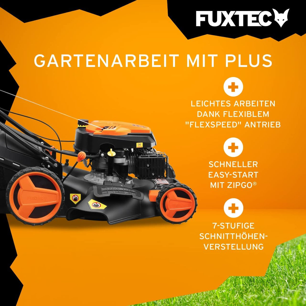 FUXTEC FX-RM5196eSPRO 4in1 Benzinmäher, E-Start & Antrieb, 51 cm Schnitt