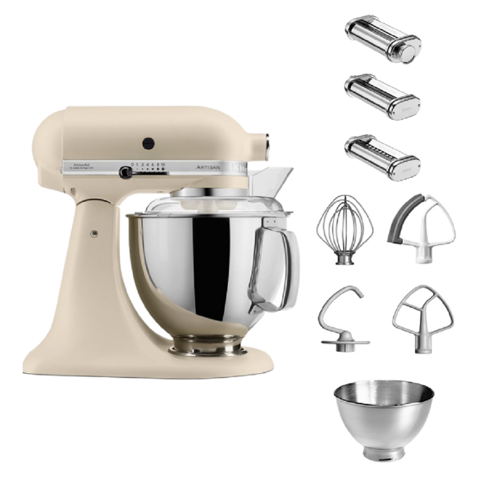 KitchenAid 4,8 L 5KSM175 Artisan Küchenmaschine Pastalover mit Nudelwalzen 3er- Set