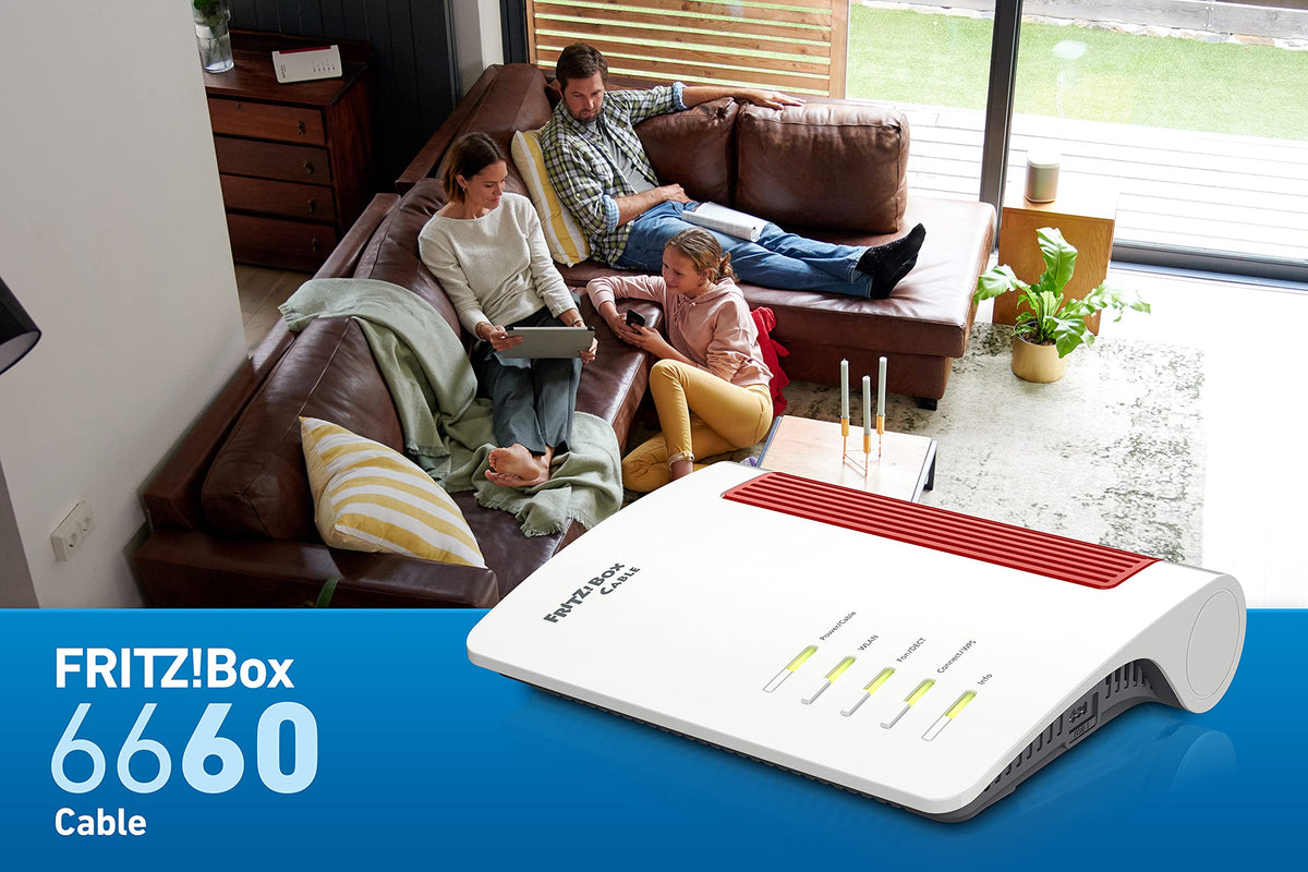 AVM FRITZ!Box 6660 Cable (DOCSIS-3.1-Kabelmodem, 2x2 WLAN AX (Wi-Fi 6) mit 2.400 MBit/s (5 GHz) und 600 MBit/s (2,4 GHz), 1 x 2,5 Gigabit-LAN-Port)