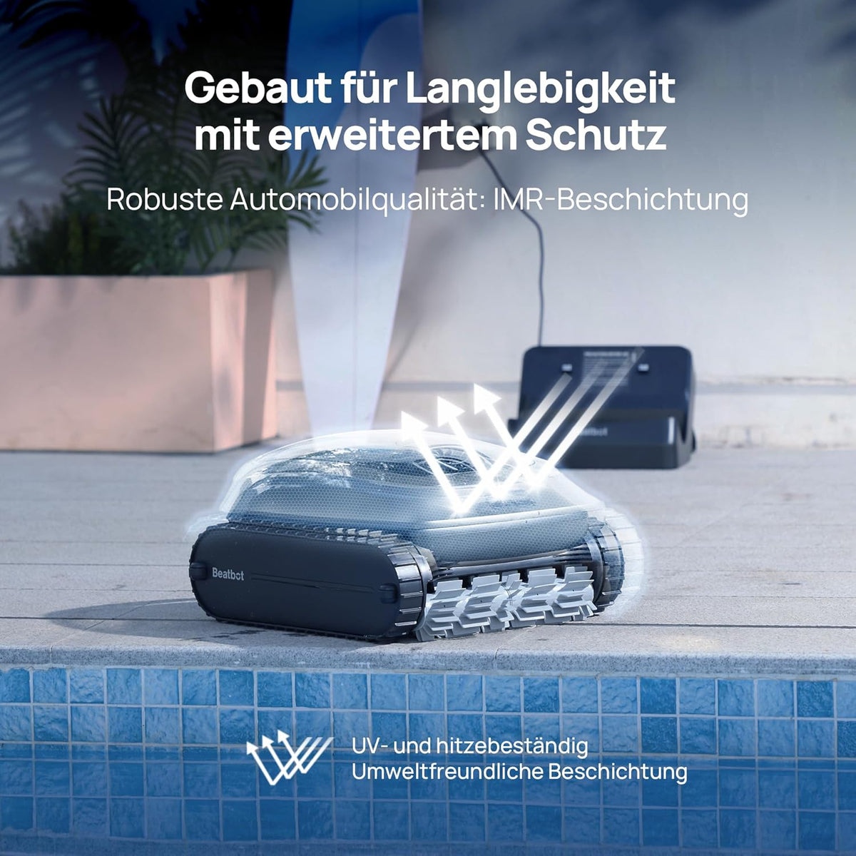 Beatbot AquaSense 2 Akku Poolroboter, Boden & Wand, Wasserlinie doppelt, bis 300㎡, Midnight Blue