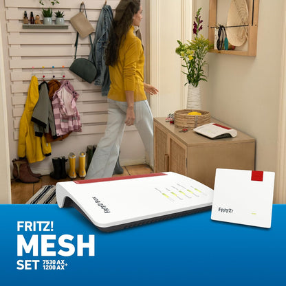 FRITZ!Mesh Set – 7530 AX Wi-Fi 6 Router + 1200 AX Repeater, bis 2.400 MBit/s