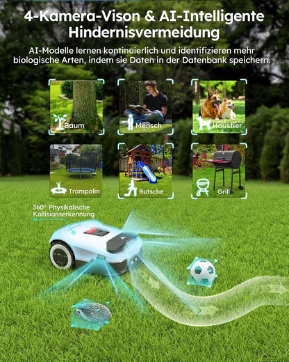 ANTHBOT KI Mähroboter, 900m², Kabellos, RTK+4-Kamera, Mehrzonen, Hindernisvermeidung