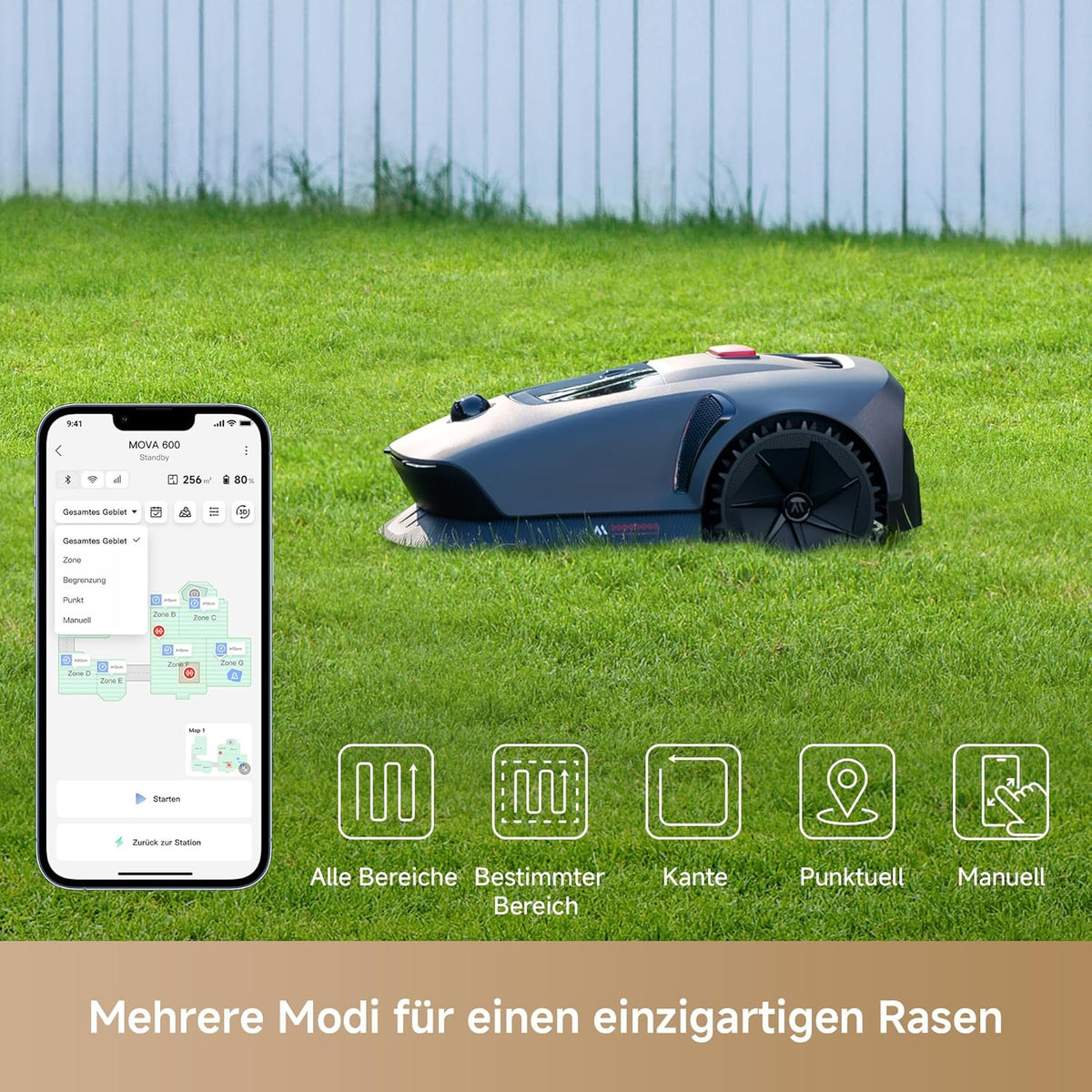 MOVA 600 Mähroboter 600 m², 3D-LiDAR & App-Steuerung