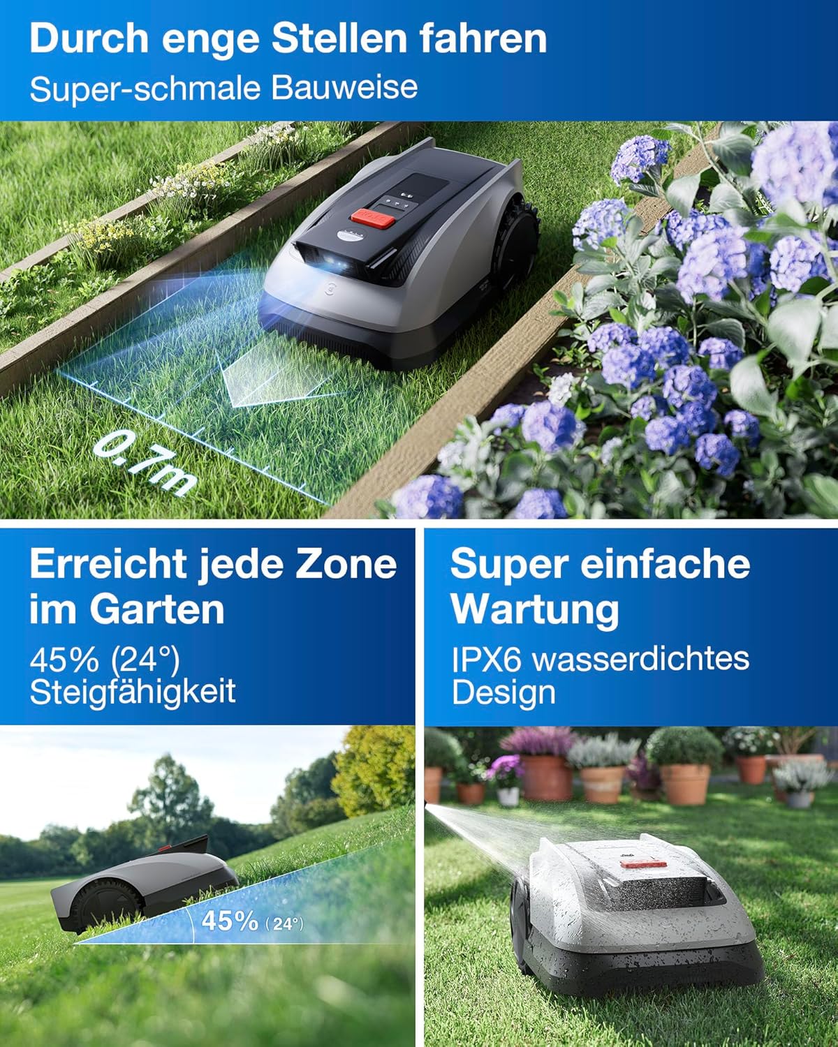 ECOVACS Goat O1200 Mähroboter 1200 m², RTK+Vision, ohne Kabel