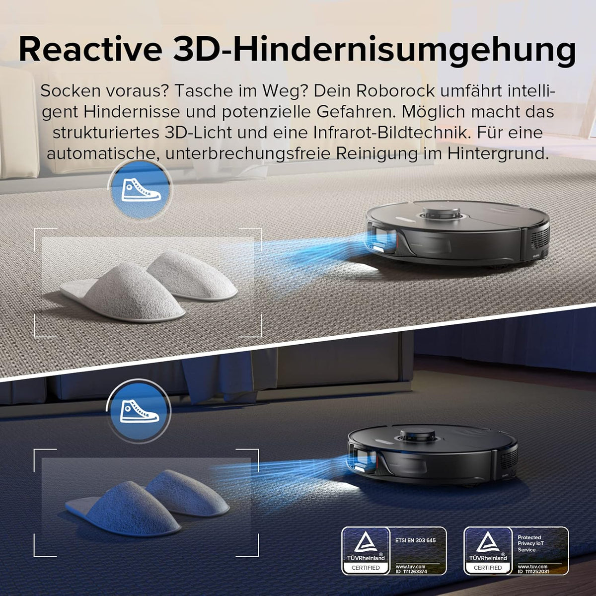 Roborock S8, 6000Pa, Doppelbürste, 3D Hindernisvermeidung, Alexa-kompatibel, Tierhaare