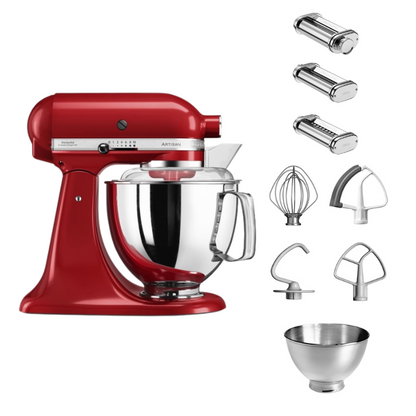 KitchenAid 4,8 L 5KSM175 Artisan Küchenmaschine Pastalover mit Nudelwalzen 3er- Set