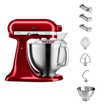 KitchenAid 4,8 L 5KSM185 Artisan Küchenmaschine Pastalover 3er Nudelwalzenset
