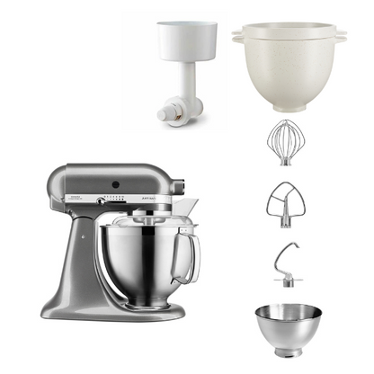 KitchenAid 4,8 L 5KSM185 Artisan Küchenmaschine Breadlover Messerschmidt Getreidemühlenvorsatz, Brotbackschüssel